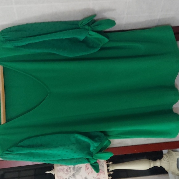 CECE Green V Neck Tie Sleeve Blouse Top Sz XL - Picture 6 of 10